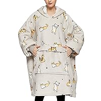 KFUBUO Wearable Blanket Hoodie for Adults Sherpa All Patterns Cat Oversized Sweatshirt Blanket with Pockets for Women