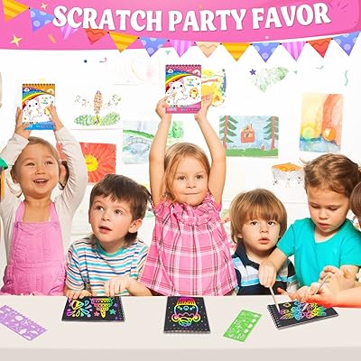  ZMLM Scratch Notebook Party Favors: 16 Pack Rainbow Scratch Art  Paper Notepad Kid Toy Art Craft Kit Art Supply for Girls Boys Gift Age 3 4  5 6 7 8 9
