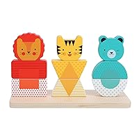 Petit Collage Lion, Tiger, and Bear Wooden Stacking Puzzle