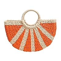 Comeon Straw Bags Rattan Bag for Women,Natural Straw Handwoven Top-handle Handbag Large Capacity Basket Purse Tote Clutch Bag