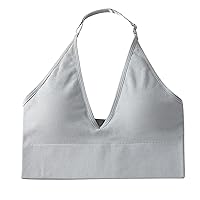 Women's Halterneck Sports Bra Backless Deep V Neck Sports Bustier Padded Sexy Gym Push Up Women Bras Wireless