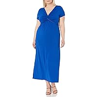 Star Vixen Women's Short-Sleeve Twist-Front Maxi Dress