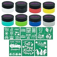 14PCS Fall Silk Screen Stencils with Chalk Paste Pumpkin Stencils Silkscreen Chalk Mesh Stencils Self Adhesive Stencils Reusable for Painting on DIY Wood Signs,Fabric,Home Decor,