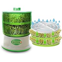 2Pcs Seed Germination Kit, Automatic Bean Sprout Machine Household Large-Capacity PTC Thermostatically Controlled Cultivation Barrel,2 Layer-1/