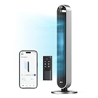 Dreo Tower Fan for Bedroom, 42 Inch 120° Oscillating Fan, 25dB Quiet DC Motor, Bladeless Standing Fan with 12 Speeds, 4 Modes, 12H Timer Cooling Fans for Home, Living Room, Office, Pilot Max S