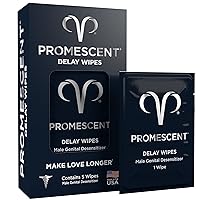 Promescent Delay Wipes Sexual Enhancer for Men to Last Longer in Bed, Extended Climax Control with Benzocaine for Male Genital Desensitizing - Increase Duration, Performance, and Stamina, 5 Count