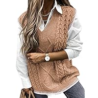 EVALESS Oversized Sweater Vest for Women V Neck Sleeveless Solid Color Loose Pullover Sweater