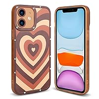 OOK Soft Case for iPhone 11 All Round Shock Absorption Protection Flexible TPU Cover with Heart Design Anti-Scratch Slim iPhone 11 Case for Women Girls - Brown