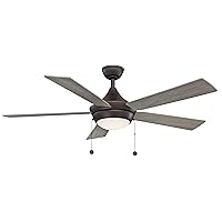 AireDrop Pull Chain 52 inch Indoor Ceiling Fan with LED Light Kit - Matte Greige with Weathered Wood Blades