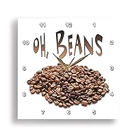 3dRose Image of Words Oh Beans with Coffee Beans Picture - Wall Clocks (DPP_350585_1)