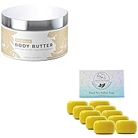 Natural Elephant Dead Sea Skin Renewal Duo: Sulfur Soap 10 Pack & Body Butter Bundle