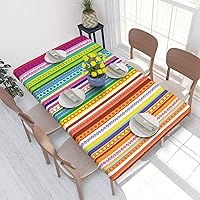 Colorful Striped Autumn Rectangle Table Cloth Elastic Table Cover for 4 Foot Waterproof Tablecloth Size 48 X 30 Inch