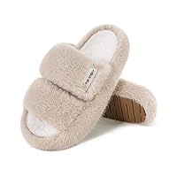 Women's House Slippers Fuzzy Platform Slides Faux Fur Fluffy Sandals Winter Memory Foam Cloud Footwear Latex Insoles