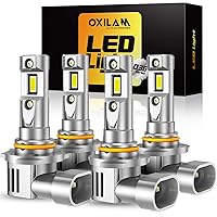 Upgraded 9005 9006 LED Bulbs Combo, 600% Ultra Brighter, 1:1 Mini Size, 6500K Cool White, 9005/HB3 9006/HB4 Halogen Replacement, Canbus Ready, Pack of 4