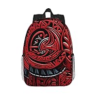 Red Tribal Pattern Print Backpack for Women Men Lightweight Laptop Bag Casual Daypack Laptop Backpacks 15 Inch