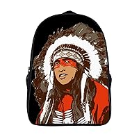 Native Americans and Colours 16 Inch Backpack Adjustable Strap Daypack Double Shoulder Backpack Business Laptop Backpack for Hiking Travel