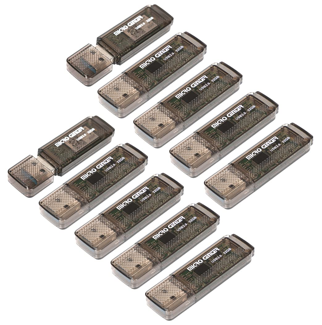 Micro Center SuperSpeed 10 Pack 32GB USB 3.0 Flash Drive Gum Size Memory Stick Thumb Drive Data Storage Jump Drive, 10X Faster Than USB 2.0 USB Drives (32G 10-Pack)