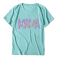 Mother's Day Shirt Short Sleeve Summer Soccer Mom Shirt Crewneck Mama Letter Custom Mothers Day Tops Auntie Tshirt