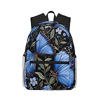 Blue Butterflies Print Backpacks Casual,Pacious Compartments,Work,Travel,Outdoor Activities Unisex Daypacks