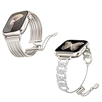 Wearlizer Compatible with Apple Watch Band 41mm 40mm 38mm 49mm 45mm 44mm 42mm Women, Dressy Fancy Metal Strap for iWatch Bands Ultra SE Series 9 8 7 6 5 4 3 2 1
