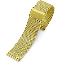 HAZELS Stainless Steel Watch Band 8/10/12/13/14/15/16/17/18/19/20/21/22/23/24mm Silver Mesh Watchband 304 Stainless Steel Strap (Color : Gold, Size : 8mm)