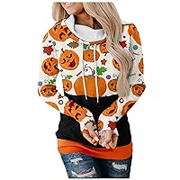 Halloween Womens Fall Sweatshirt, Womens Camo Sweatshirts And Hoodies Crop Tops For Women Hoodie Women'S Casual Fashion Halloween Printing Long Sleeve Pullover Hoodies (4-Yellow,X-Large)