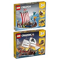 Lego Creator Set of 2: 31132 Viking Ship with Midgard Snake & 31109 Pirate Ship