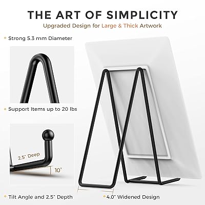  TR-LIFE 10 Inch Large Plate Stands for Display - Metal Plate  Holder Display Stand + Picture Frame Holder Stand + Small Easels for  Decorative Platter, Book, Plaques, Photo, Tabletop Art (2