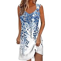Casual Dresses for Women 2024 Sleeveless Strap Summer Dresses Plus Size Flowy Sun Dresses Floral Beach Tank Dress