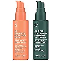 Allies of Skin Brightening & Even Skin Tone Serum Duo. 35% Vitamin C Serum Brightens, Firms, & Protects Skin. Mandelic Acid Serum Reduces Appearance of Pigmentation, Promotes Even Skin Tone