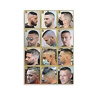 Barbershop Wall Decoration Barbershop Poster Man Hair Poster Salon Poster Men's Salon Hair Posters 3 Canvas Painting Posters And Prints Wall Art Pictures for Living Room Bedroom Decor 08x12inch(20x30