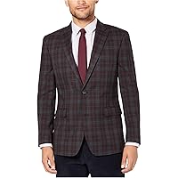 Tommy Hilfiger Mens Plaid Two Button Blazer Jacket