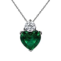 Valentine Gift 1.00 Ct Heart Cut Created Emerald 14k Black Gold Plated Heart Pendant Necklace 18'' Chain