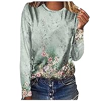 Going Out Tops For Women Flower Tie Dye Printing Shirt Sweatshirt Long Sleeve Crewneck Tunic Pullover Fall Winter
