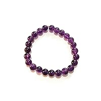Natural Purple Amethyst Beads Stretchable Bracelet, 75 Ct approx, Smooth Round Beads 8 MM approx, Adjustable Bracelet