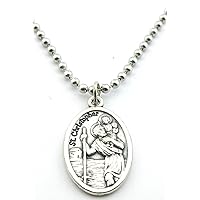 Saint Christopher Medal Pendant Necklace,No Tarnish Chain