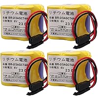 4-Pieces BR-2/3AGCT4A 6V 4400mAh Replacement Battery for Panasonic FANUC A98L-0031-0025 with Black Plug