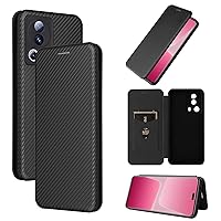 Wallet Case Compatible with Xiaomi 13 Lite Case, Luxury Carbon Fiber PU+TPU Hybrid Case Full Protection Shockproof Flip Case Cover for Xiaomi 13 Lite (Color : Black)