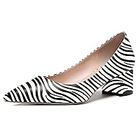 WAYDERNS Women's Matte Slip On Pointed Toe Chunky Low Block Heel Pumps Shoes 2 Inch