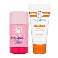 Megababe Underarm 2-Piece Bundle - Smoothie Deo Daily Deodorant 2.6 oz & Happy Pits Underarm Mask 3 fl oz | Odor Protection, Aluminum Free