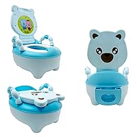 HTTMT- Bear Blue Kids Baby Potty Training Seat Toddler Portable Lovely Toilet Seat Stool Chair [P/N: ET-BABY003-BLUE]