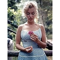 buyartforless Rare Photograph of Marilyn Monroe with Flower 12x16 Art Printed Poster Made in The USA