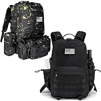 CVLIFE Tactical Backpack (Black, 40L) Tactical Backpack Military Army Rucksack (Black CP, 60L)