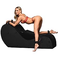 Bedroom Bliss Bondage Love Couch for Men, Women & Couples. Great for Sexual Positioning & Penetration with Built-in Clips for Restraints. High-Density Foam. Easy to Clean Covers. 2 Piece Set, Black