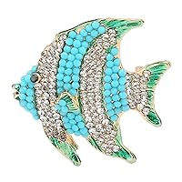 Gifts for Your Sister,Rhinestone Fish Brooches Acid Blue Green Crystal Clownfish Sea Animal Sweater Shawl Collar Dress Shirt Brooch Clips, Mother, Teachers, Friends, brooch rhinestone brooch pins