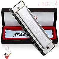 East top Harmonica, C Key Blues Harmonica for Beginners and Adults, 10 Holes Mouth Organ Blues Harp Diatonic Harmonica For Kids and Students as Gift