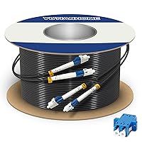 500ft/150m LC to LC Armored Outdoor Fiber Optic Cable, Single Mode Duplex Fiber Patch Cable, 9/125um LC Fiber Jumper, (OS1/OS2 Compatible), Low Friction LSZH, Black