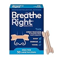 Breathe Right Original Nose Strips to Reduce Snoring and Relieve Nose Congestion, Tan, 30 Count (Packaging May Vary)