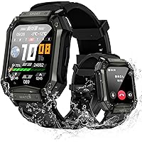 Smart Watch (2024 Innovation Model, Military Standards, Shock Resistant), Android / iPhone Compatible, Sports Watch, Bluetooth 5.2 Calling Function, IP67 Waterproof, Dustproof, 1.65-inch Large Screen,
