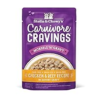 Stella & Chewy’s Carnivore Cravings Morsels & Gravy Chicken & Beef Recipe Wet Cat Food Pouches – (2.8 Ounce Pouch, Case of 12)